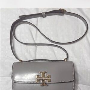 Gray Leather Crossbody Bag